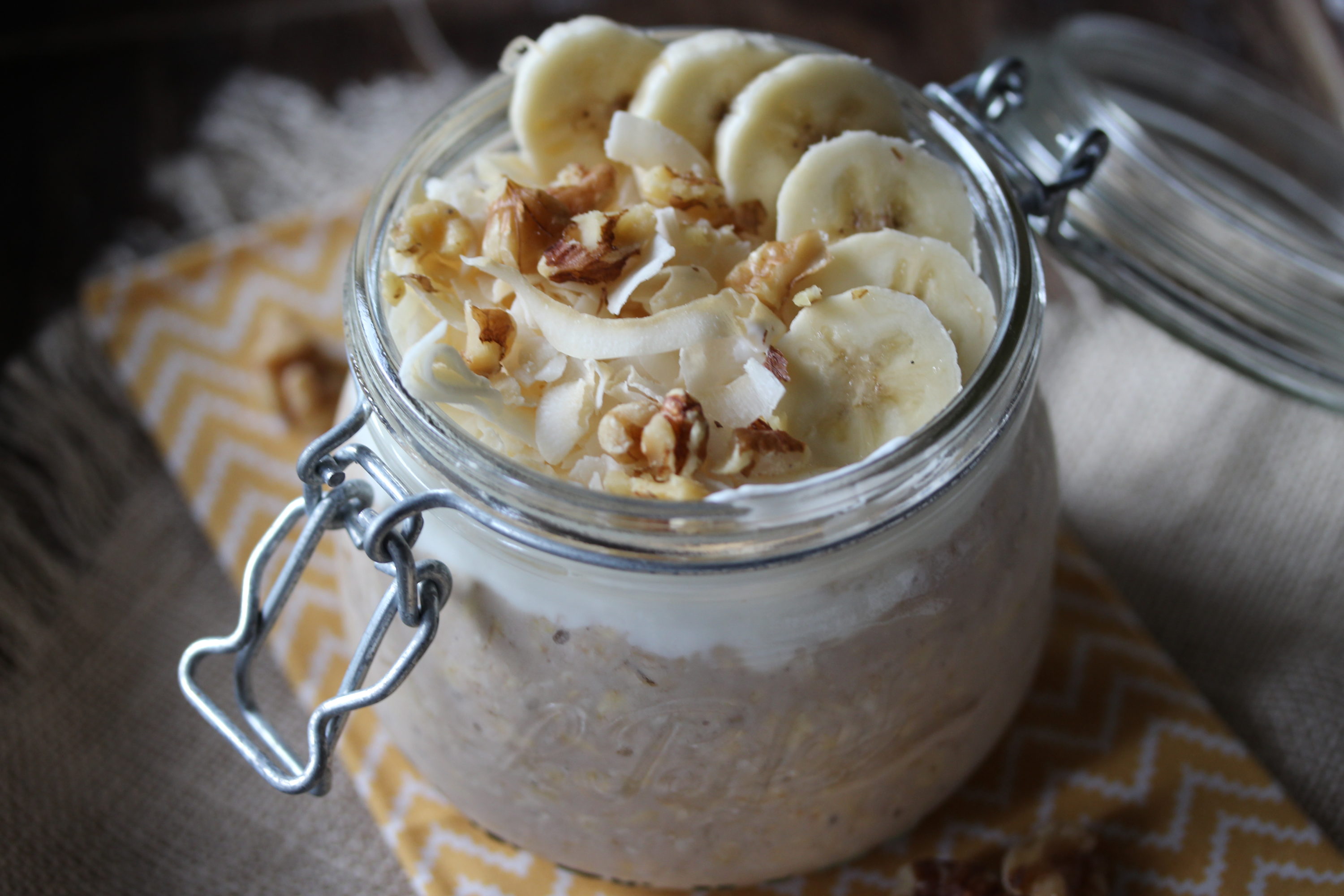 Banana Coconut Cream Pie Overnight Oats Dishing Out Health