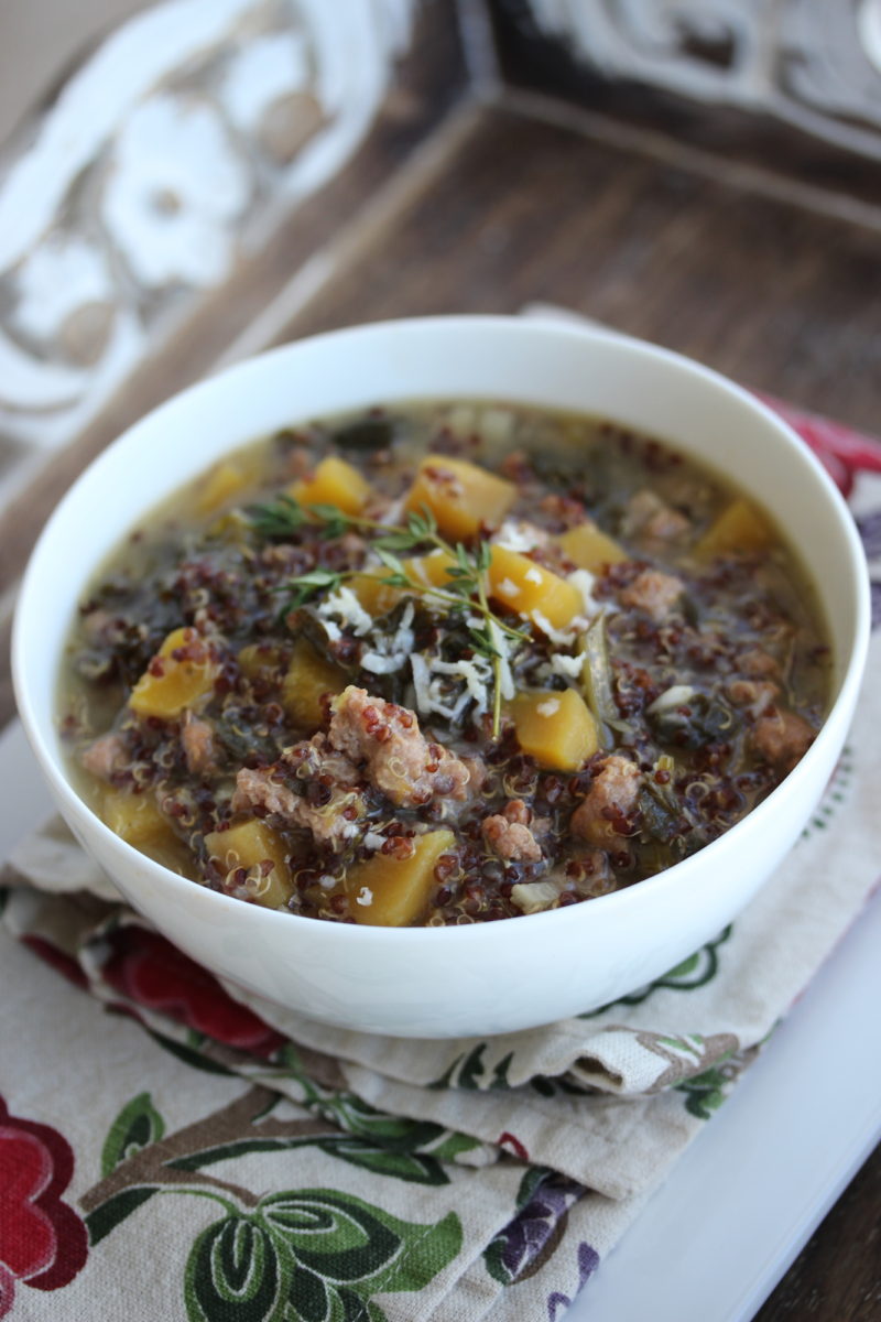 Slow Cooker Turkey Sausage, Squash and Quinoa Soup Dishing Out Health