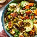 Quinoa and roasted veggies in a bowl