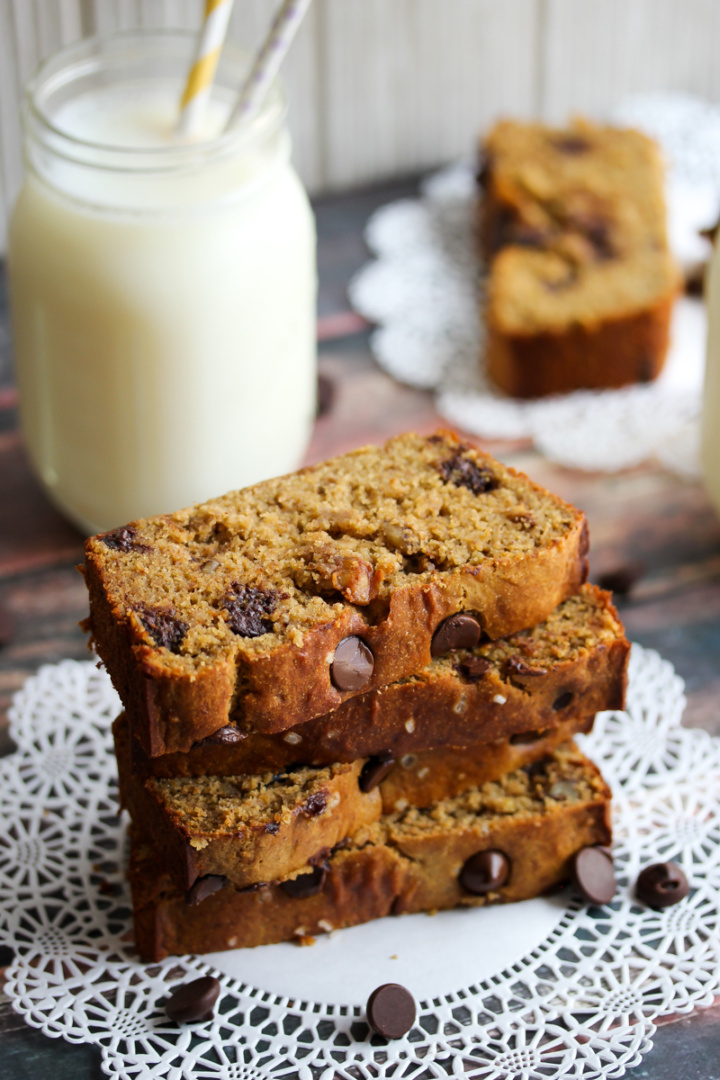Chickpea Flour Banana Bread with Dark Chocolate and Walnuts (Gluten