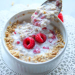 Raspberry Cheesecake Overnight Oats | dishingouthealth.com