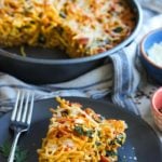 Pumpkin Kale Turkey Sausage Spaghetti Pie | dishingouthealth.com