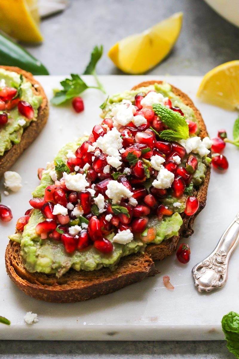 avocado toast with pomegranate
