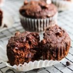 Double Chocolate Beet Muffins | dishingouthealth.com