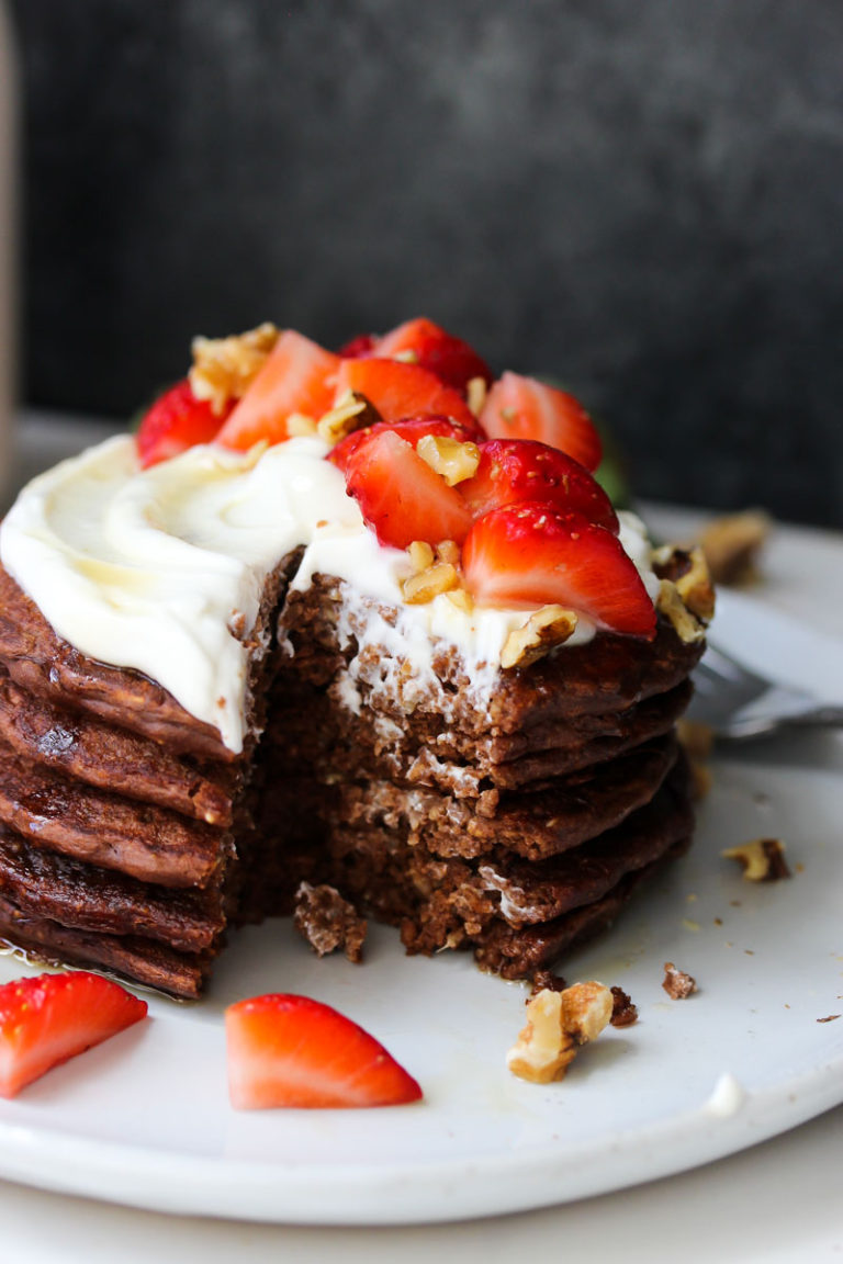 Flourless Blender Chocolate Pancakes Dishing Out Health