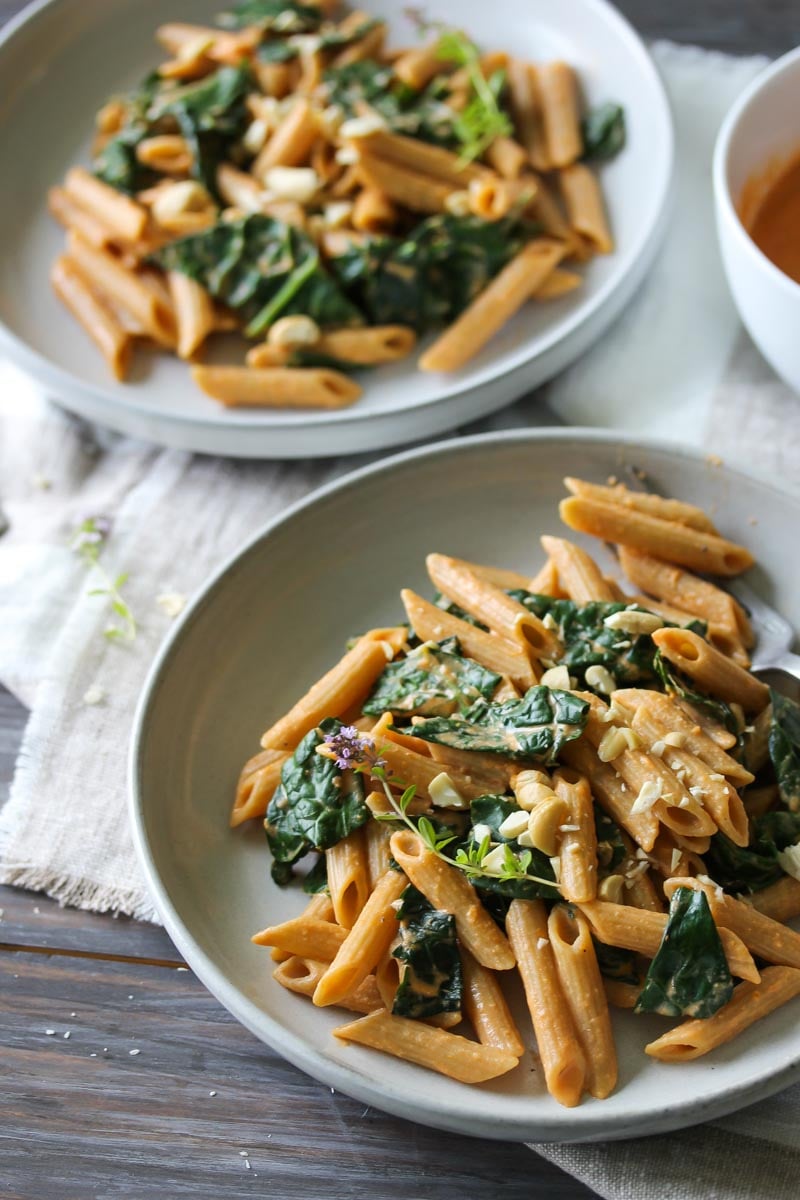 Kale Pasta with Sundried Tomato Cashew Sauce Dishing Out Health