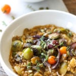 One Pot Autumn Vegetable Farro Risotto | dishingouthealth.com