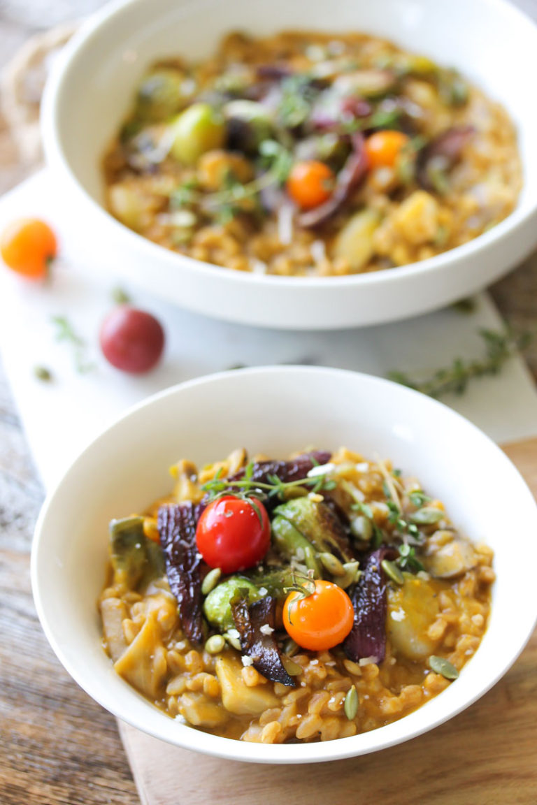 One Pot Autumn Vegetable Farrotto Dishing Out Health