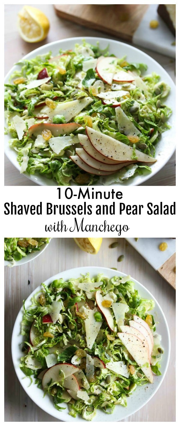 Shaved Brussels and Pear Salad with Manchego