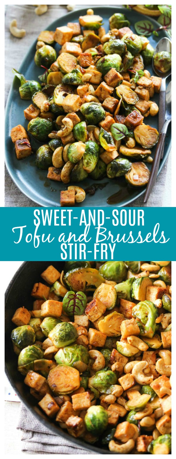 Sweet-and-Sour Tofu and Brussels Stir-Fry (vegan)