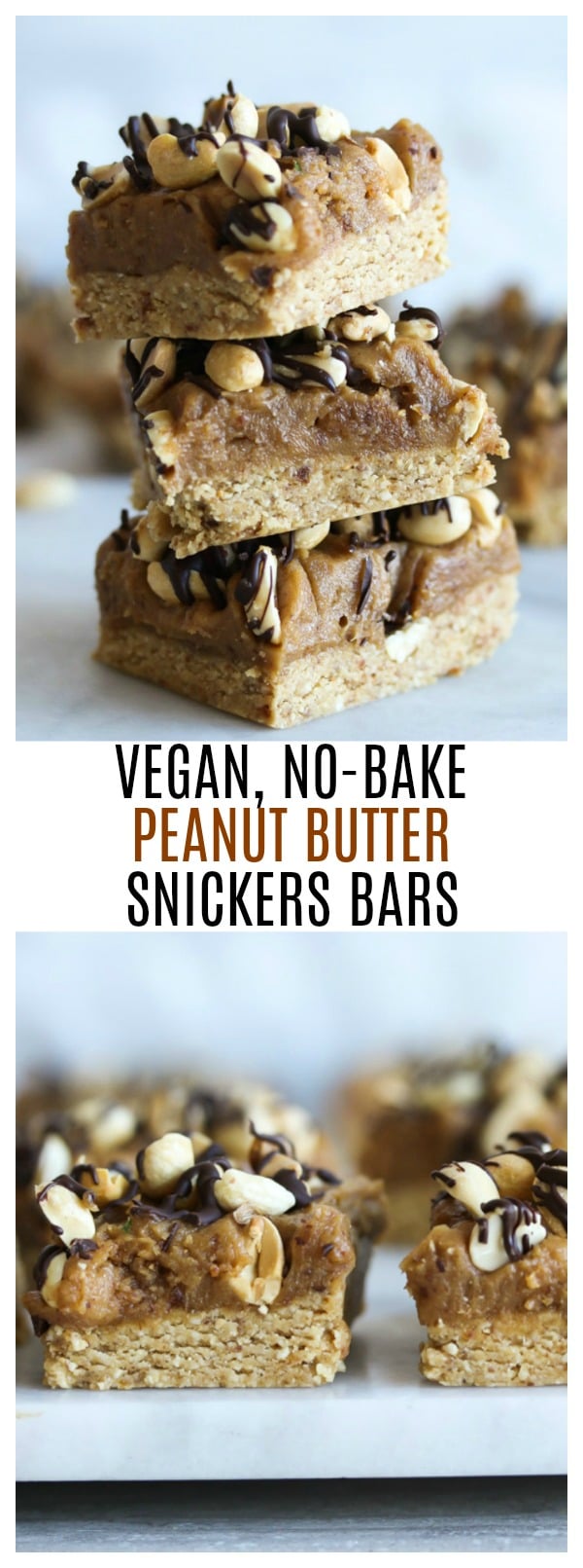 Vegan No-Bake Peanut Butter Snickers Bars