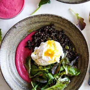 Black Lentil Bowls with Beet-Tahini Dressing