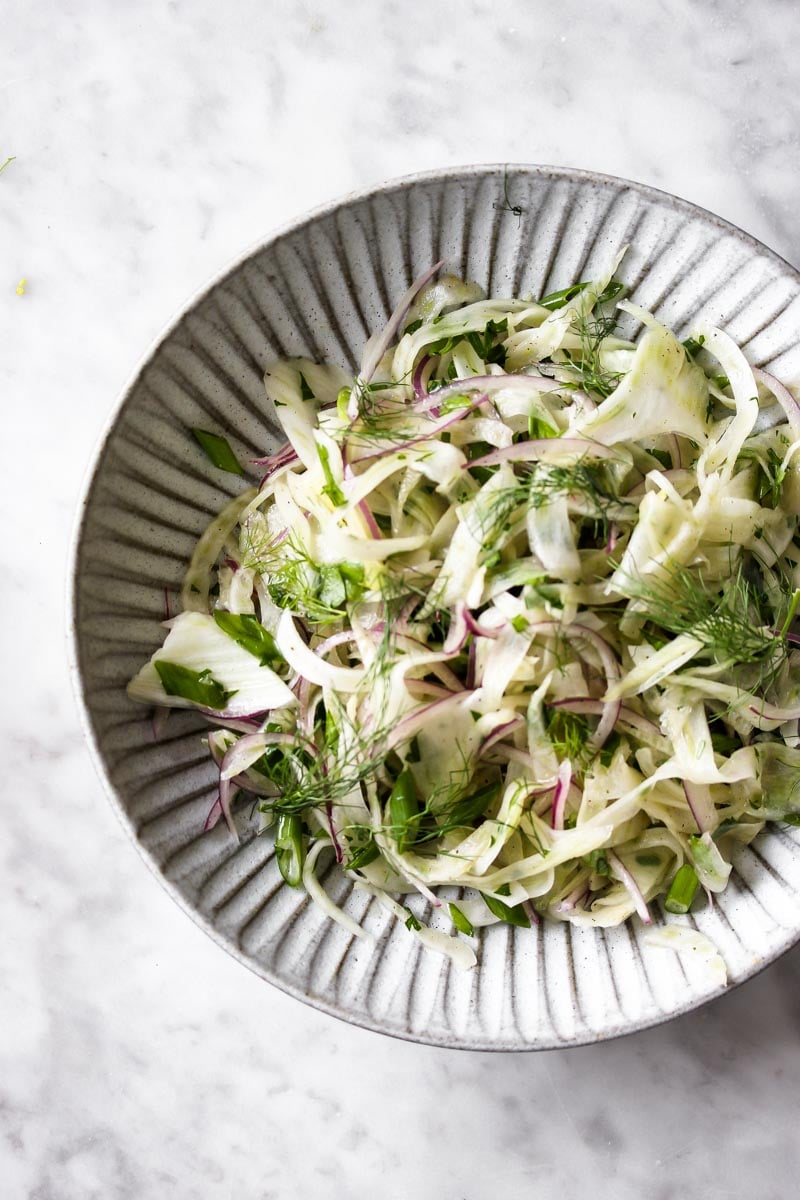 Salmon Burgers with Lemon-Caper Spread and Fennel Slaw - Dishing