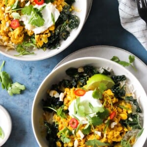 Turmeric-Tempeh Coconut Curry | dishingouthealth.com