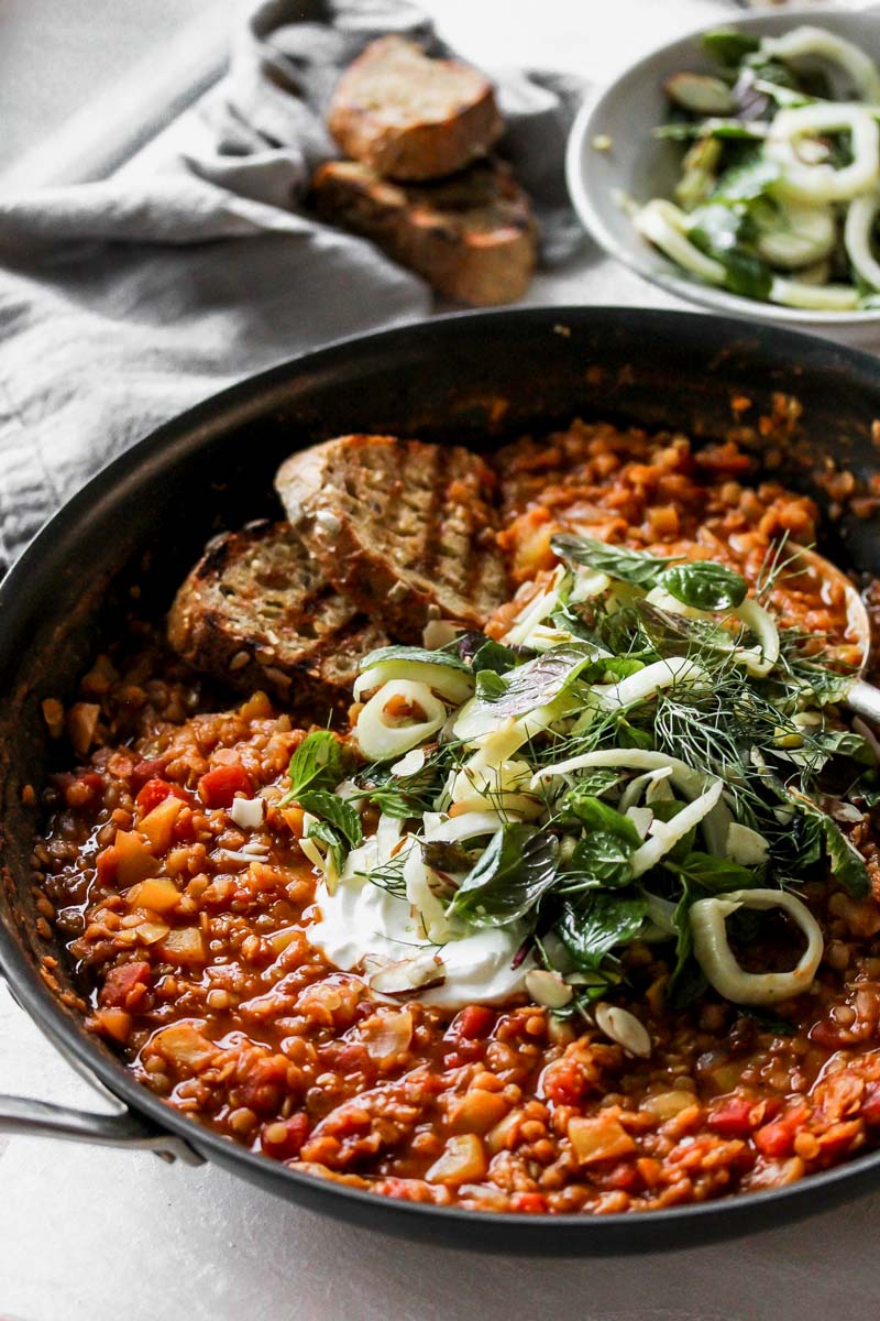 HarissaStewed Lentils with Pickled Fennel Salad Dishing Out Health