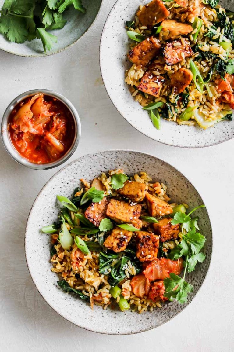 Kimchi Fried Rice with SesameBraised Tempeh Dishing Out Health