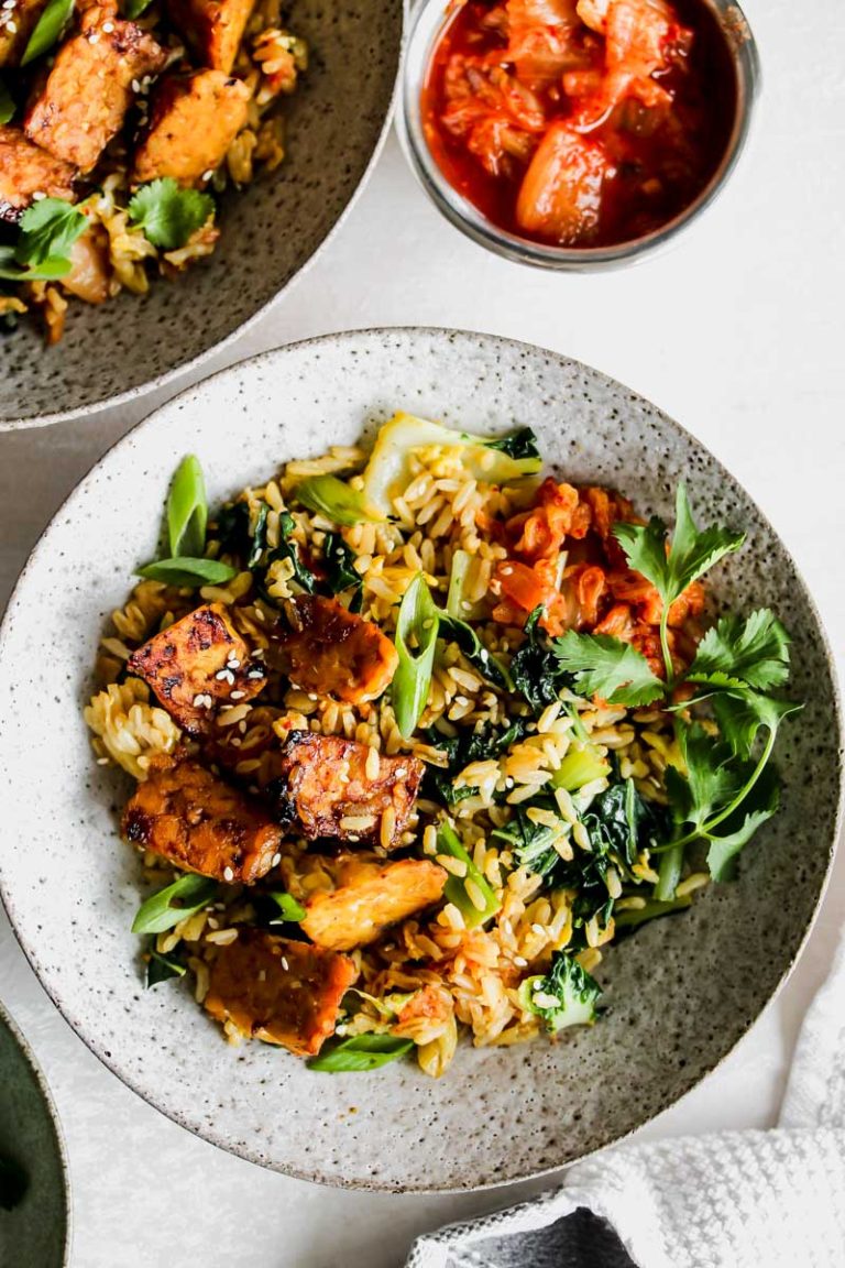 Kimchi Fried Rice with SesameBraised Tempeh Dishing Out Health