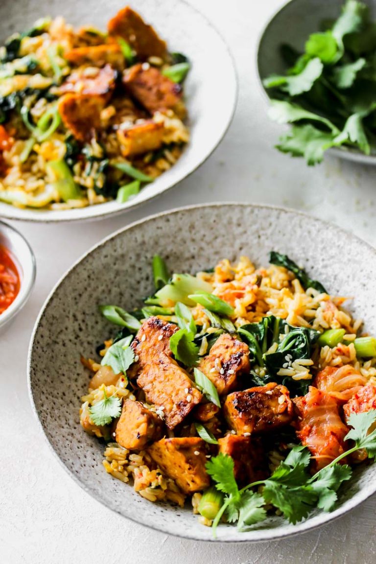 Kimchi Fried Rice with SesameBraised Tempeh Dishing Out Health