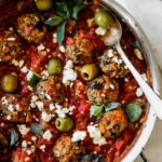 Vegetarian Mushroom Meatballs in Spanish Olive-Tomato Sauce
