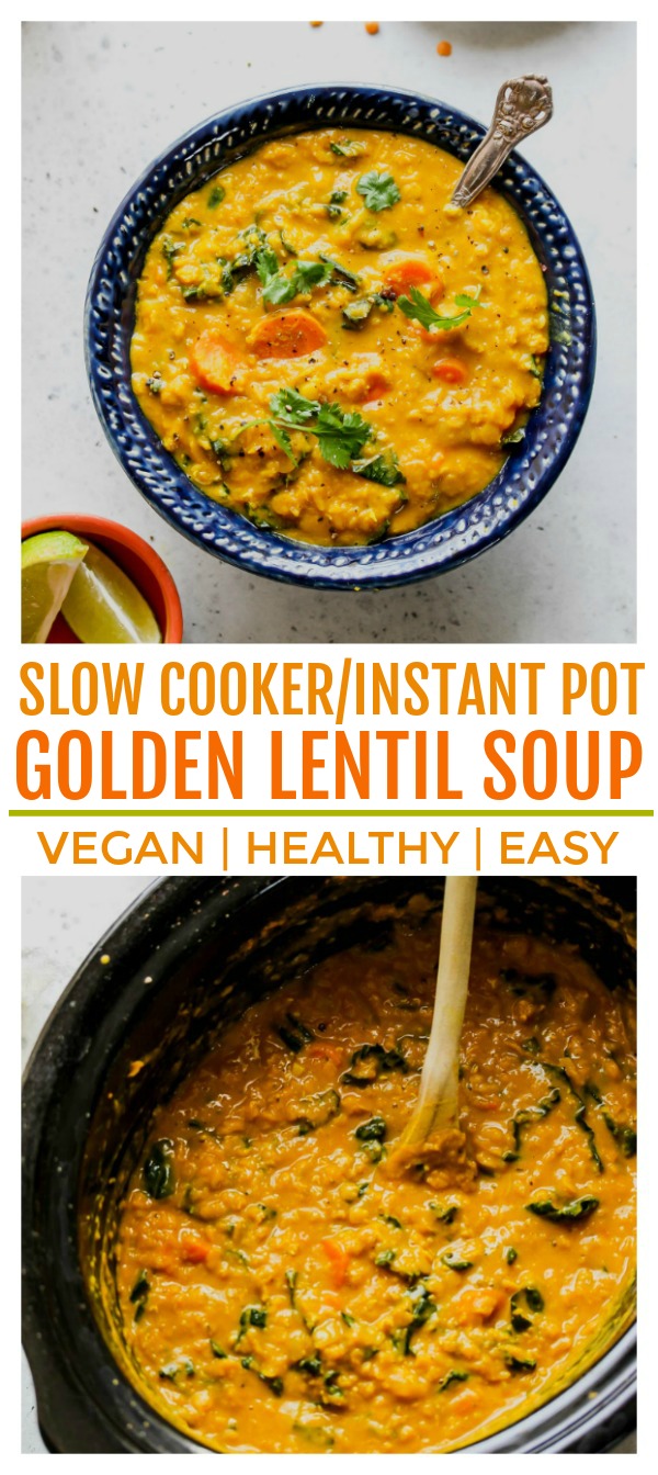 Vegan Lentil Soup in the Slow Cooker or Instant Pot