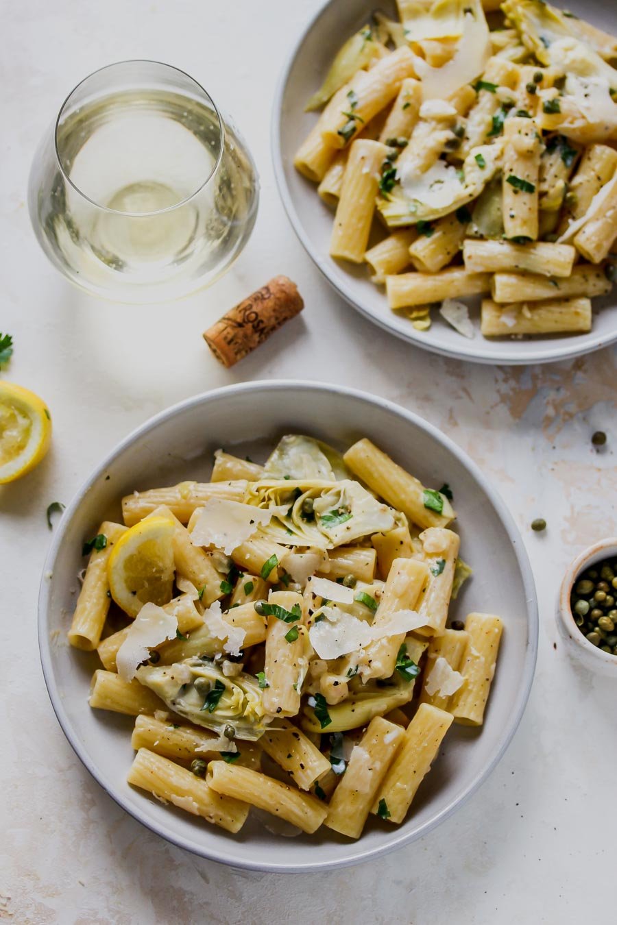 One Pot Lemon-Artichoke Piccata Pasta - Dishing Out Health