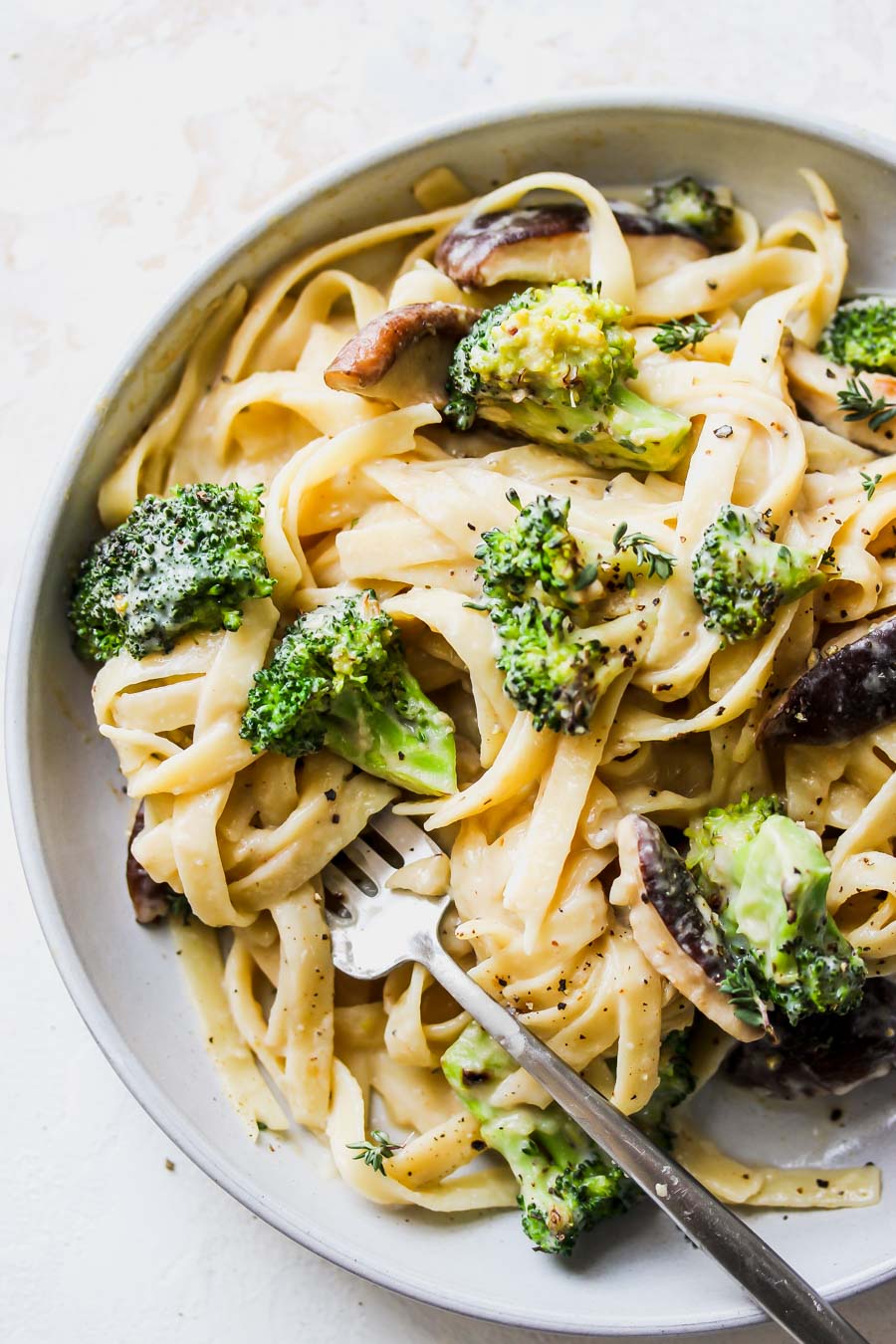 Broccoli and Mushroom Fettuccine - Dishing Out Health