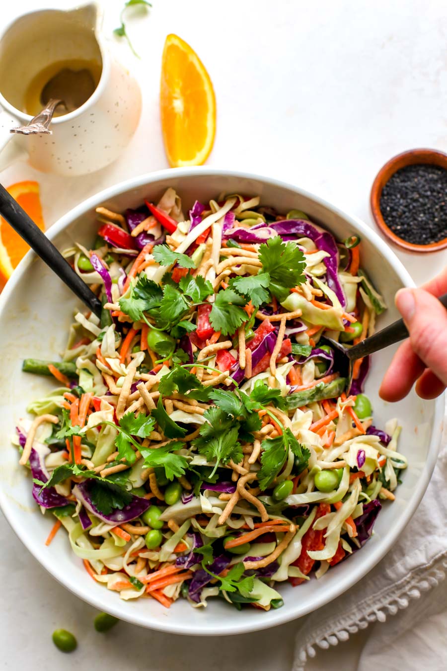 Asian Mason Jar Salad with Rice and Miso Dressing