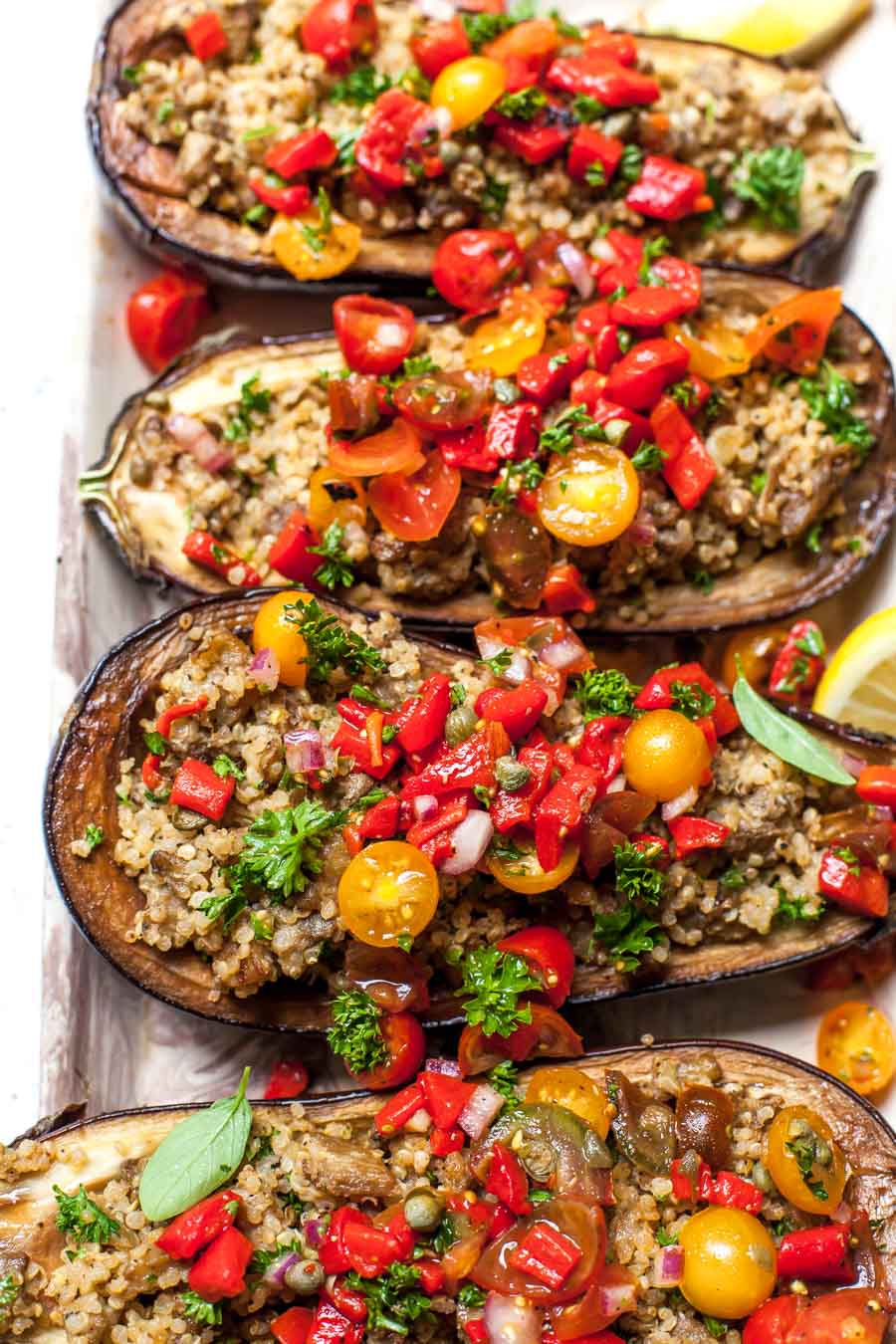 Mediterranean Eggplant Boats - Dishing Out Health