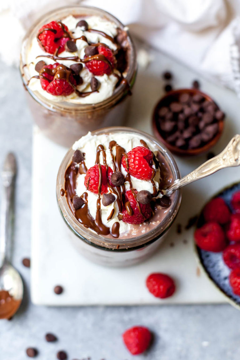 High Protein Brownie Batter Overnight Oats Dishing Out Health