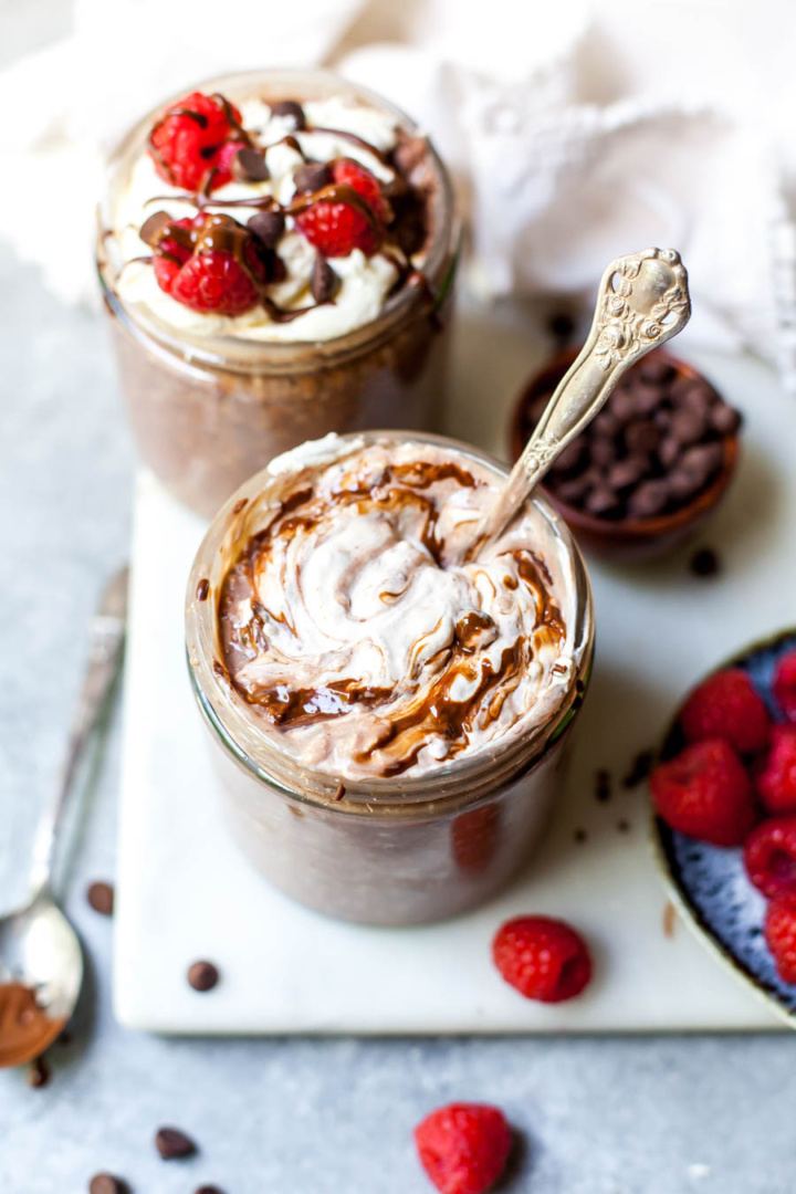 High Protein Brownie Batter Overnight Oats Dishing Out Health