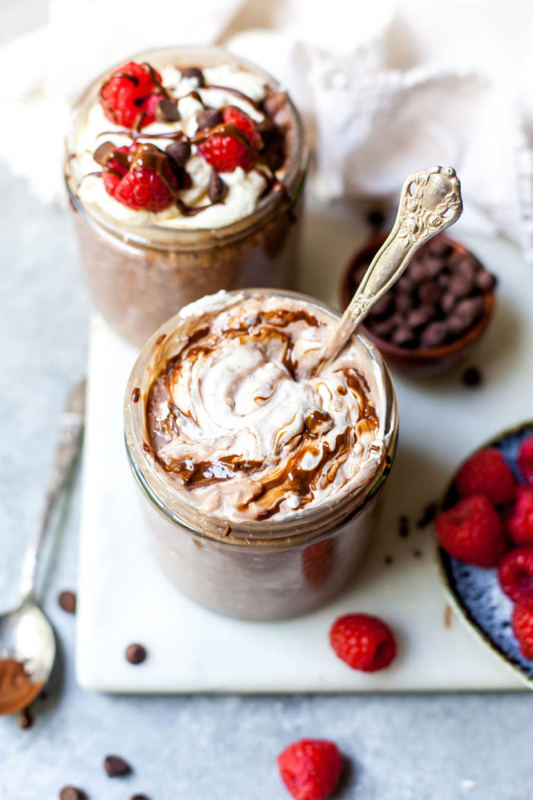 High Protein Brownie Batter Overnight Oats Dishing Out Health