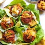 Salmon Slider Patties in Lettuce Wraps with Lemon Yogurt