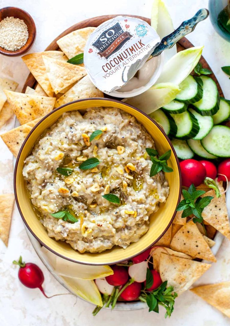 Mediterranean Roasted Eggplant Dip Dishing Out Health