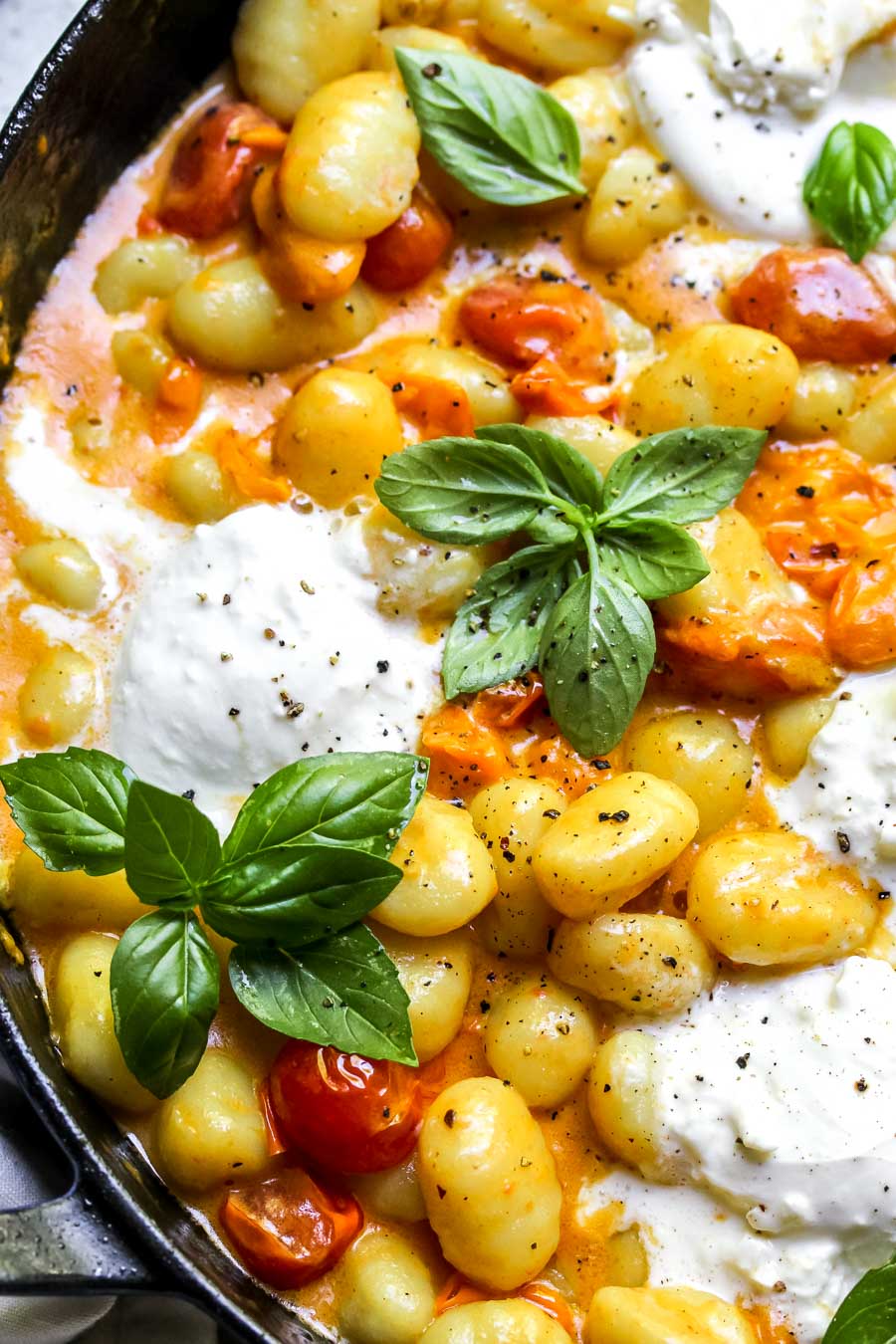 30 Minute Creamy Tomato Gnocchi with Burrata - Dishing Out Health