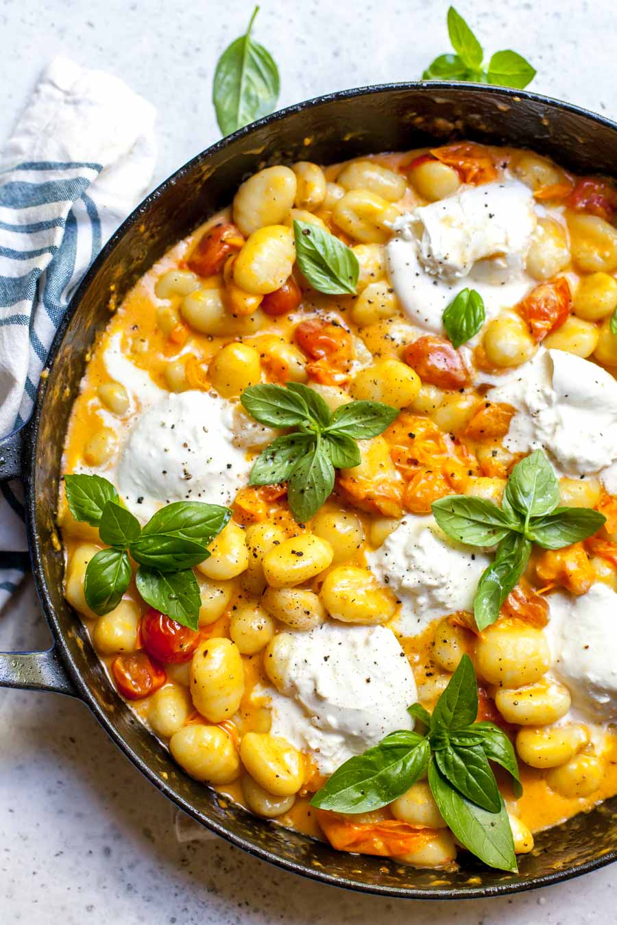 30 Minute Creamy Tomato Gnocchi with Burrata - Dishing Out Health