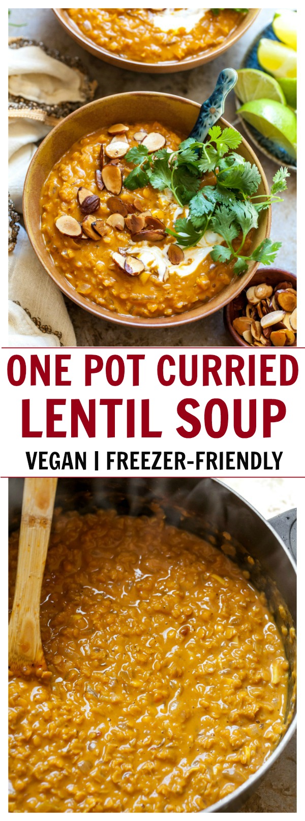 Curried Lentil Soup in One Pot with Garam Masala Almonds