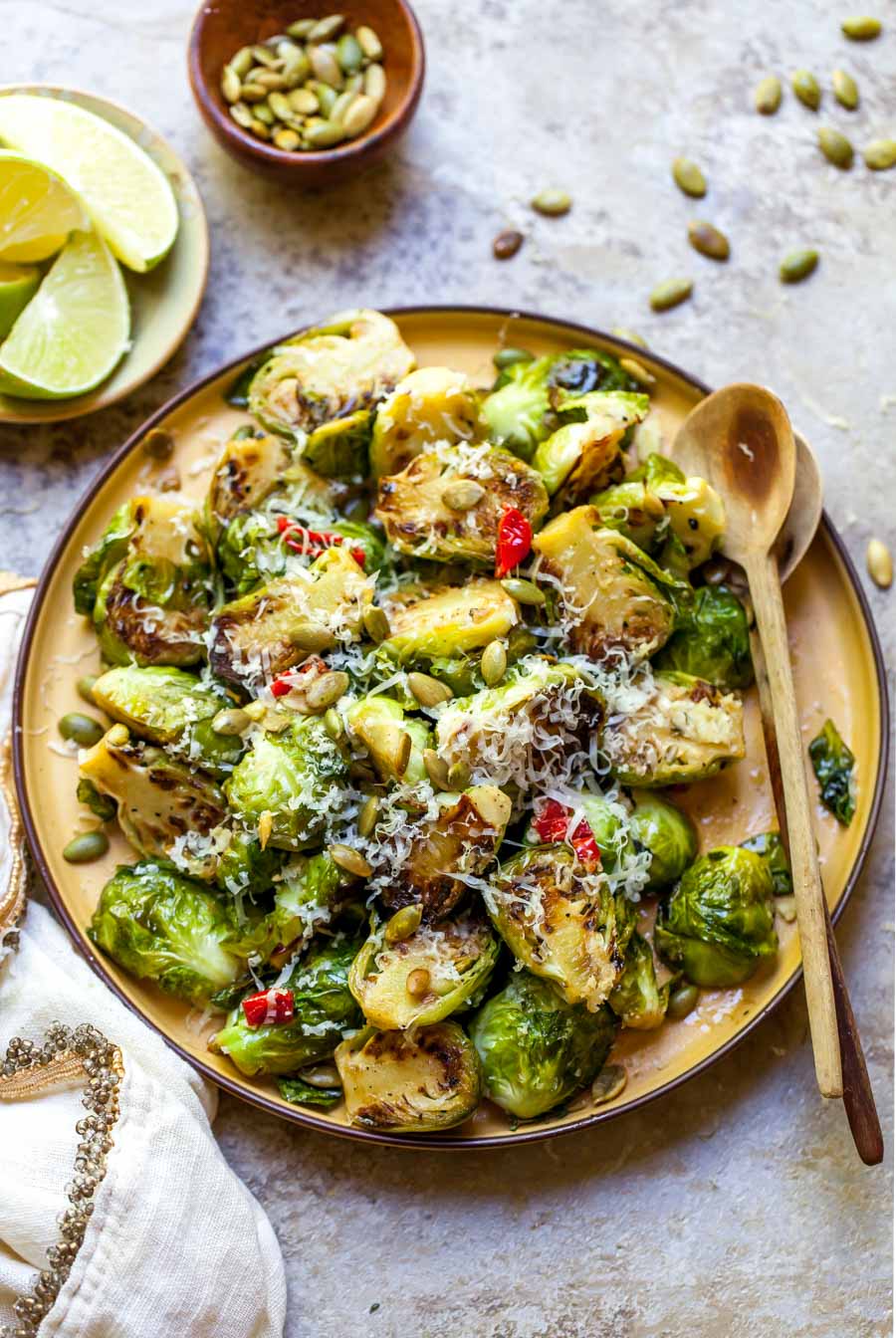 Crispy Brussels Sprouts with Maple-Mustard Glaze - Dishing Out Health