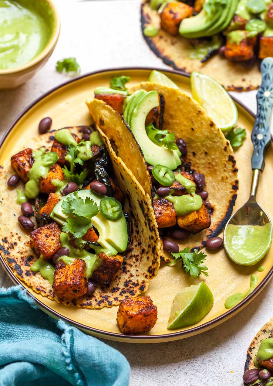 Lentil Tacos: Flavorful Roasted Vegetables & Zesty Avocado Salsa 