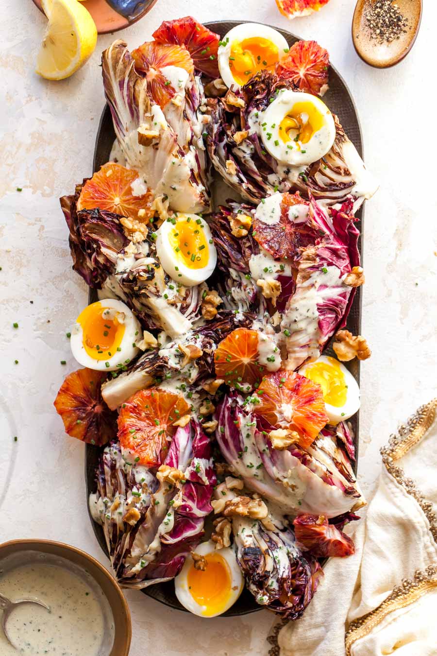 Grilled Radicchio Salad with Creamy Miso Dressing - Dishing Out Health