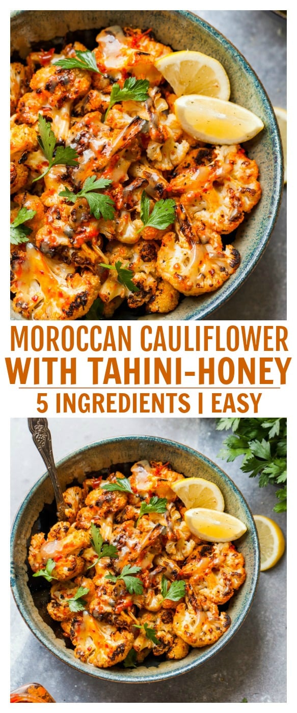 Moroccan Cauliflower with Tahini Glaze for Pinterest