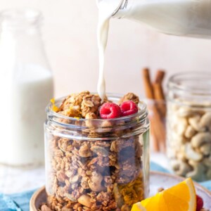 Big Cluster Homemade Granola made with Olive Oil, Almond Butter, and Fresh Orange Juice