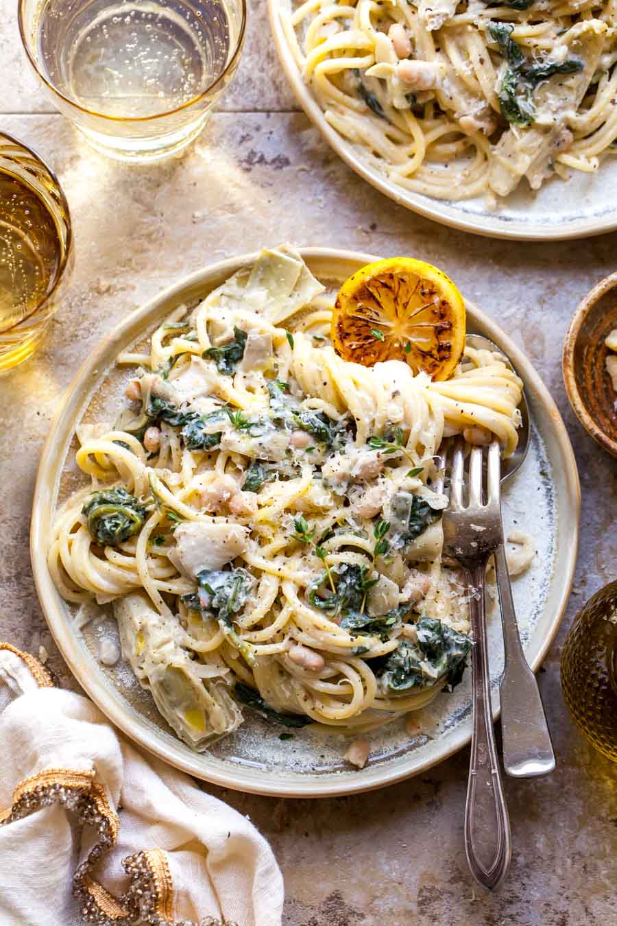 Spinach Artichoke Pasta - Dishing Out Health