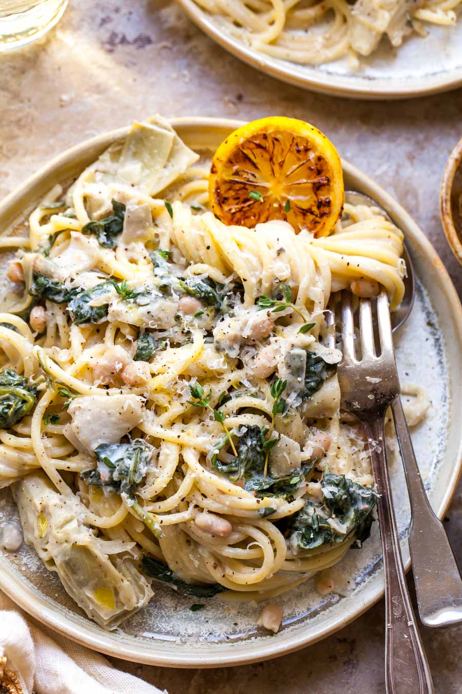 Spinach Artichoke Pasta - Dishing Out Health