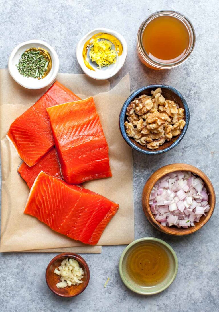 Pan Seared Salmon with RosemaryWalnut Sauce Dishing Out Health