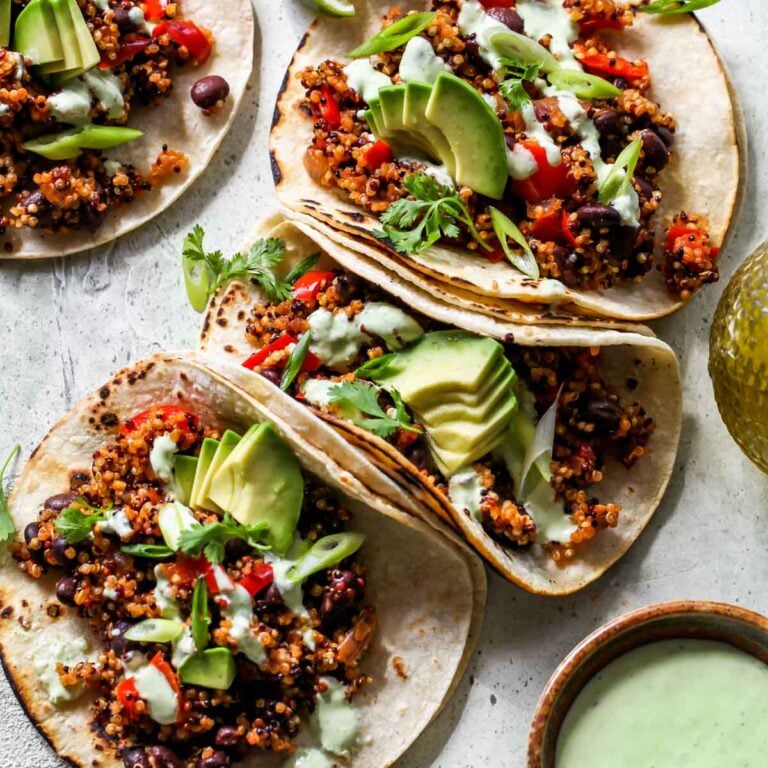 Zesty Quinoa Tacos with Cilantro Sauce Dishing Out Health