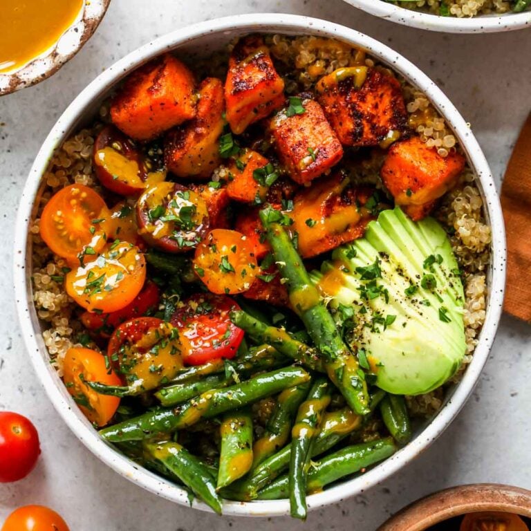 Sweet Potato Grain Bowls with Turmeric Honey Mustard Dishing Out Health