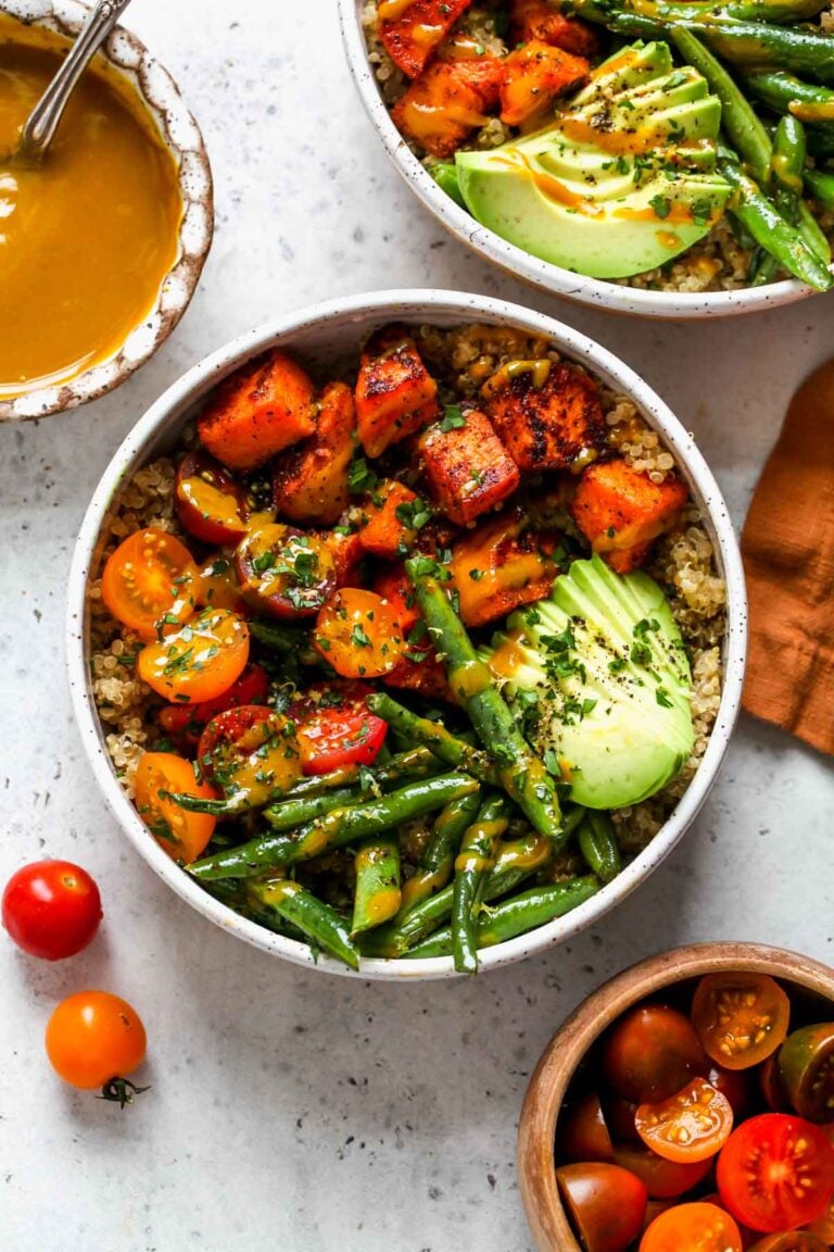 Sweet Potato Grain Bowls with Turmeric Honey Mustard Dishing Out Health
