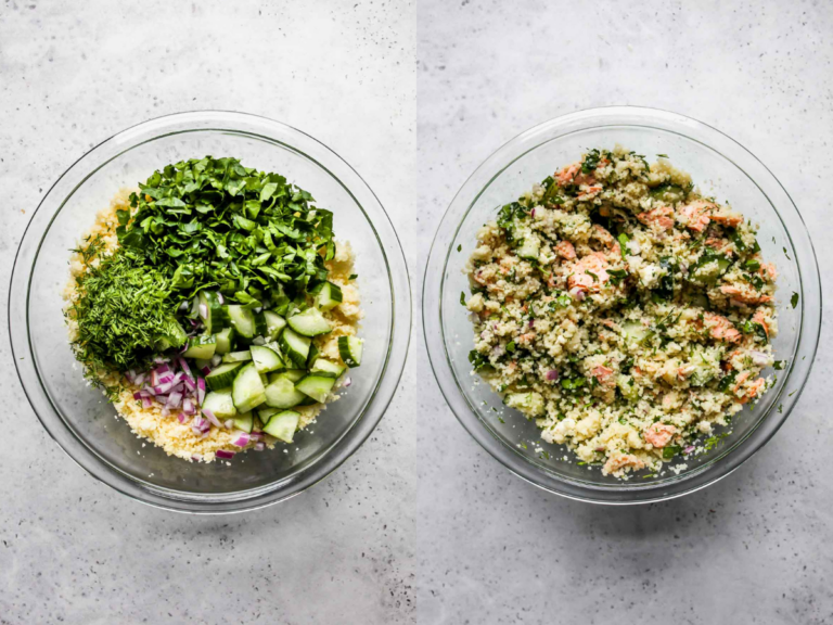 Salmon Couscous Salad with Feta Dressing Dishing Out Health