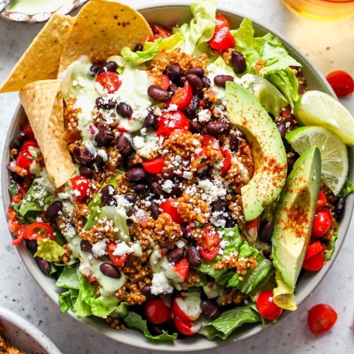 30 Minute Loaded Quinoa Taco Salad Dishing Out Health