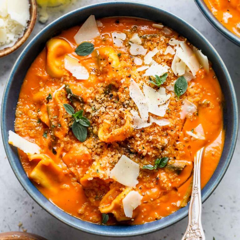 Creamy Spinach Tortellini Soup - Dishing Out Health